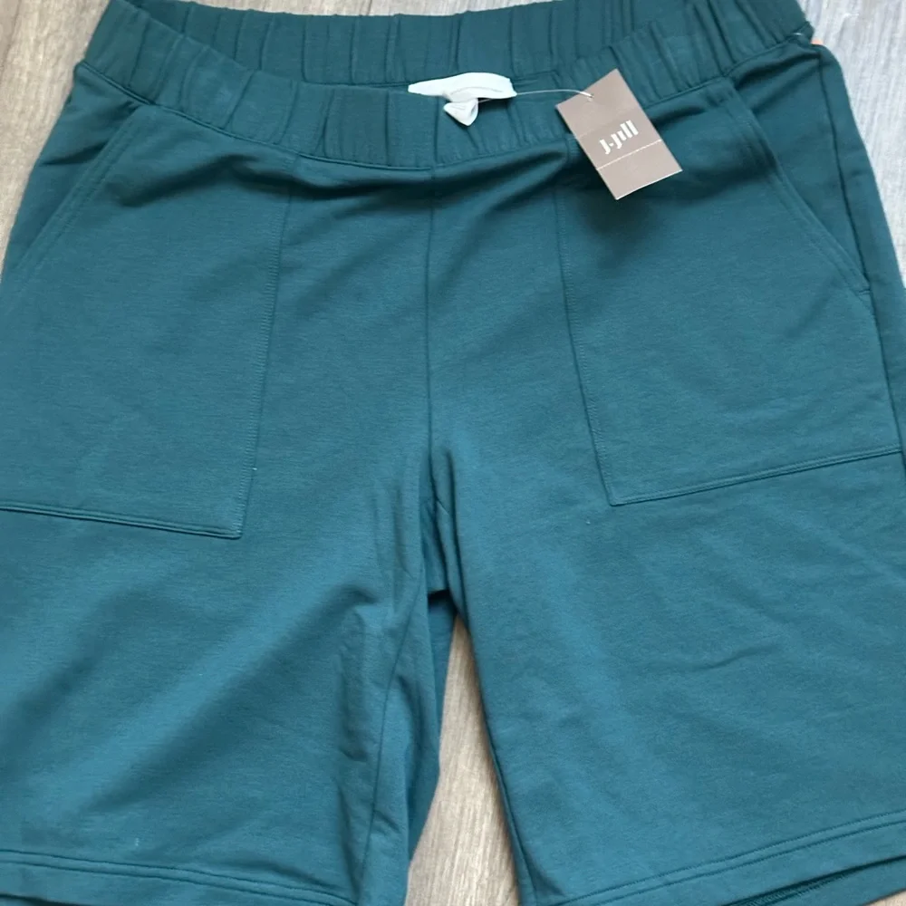 Pure Jill Affinity Pull On Shorts Teal Elastic Waist - Picture 3 of 10